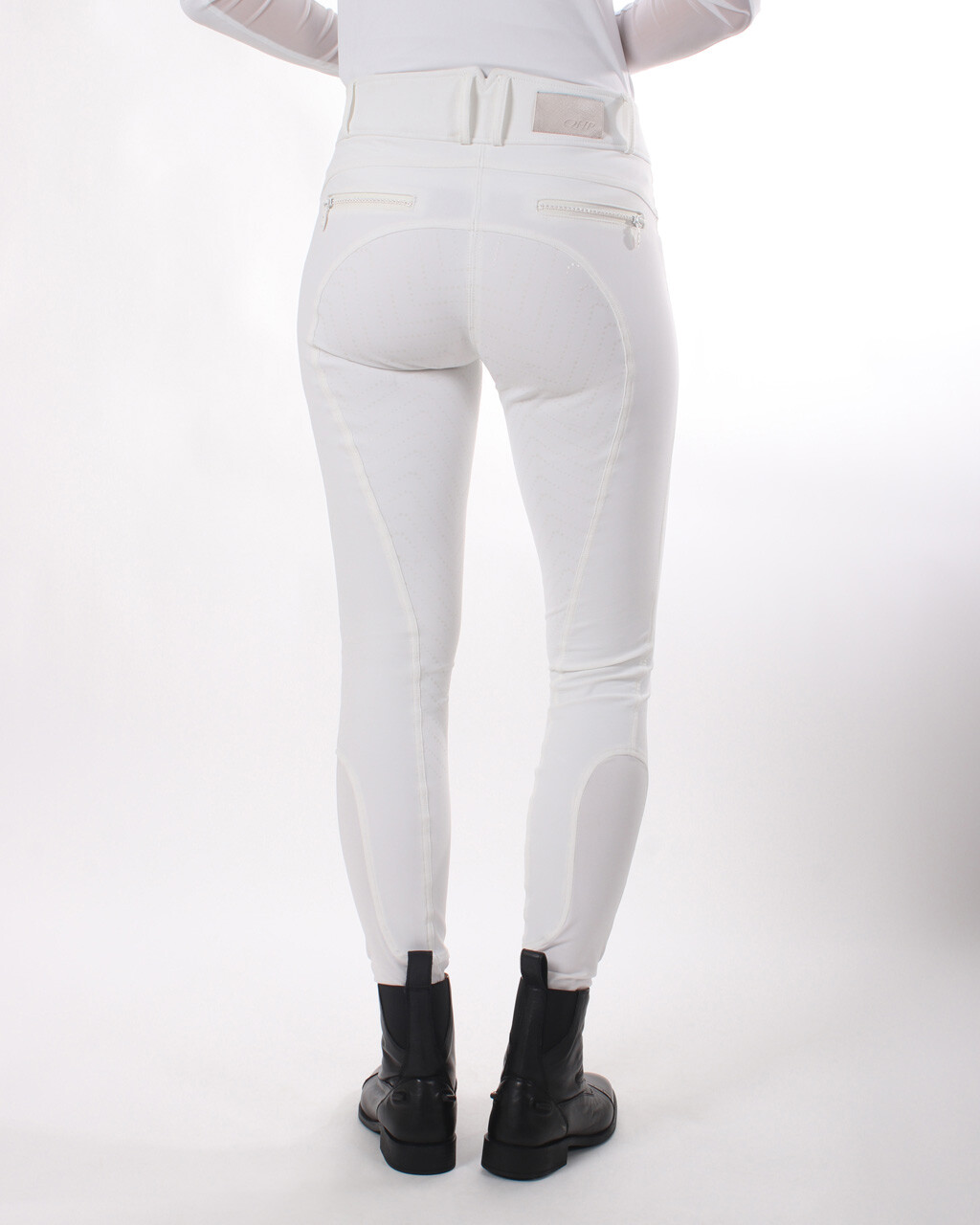 Hvid Qhp Ninthe Ridebukser Med Full Grip - Qhp Horseriding