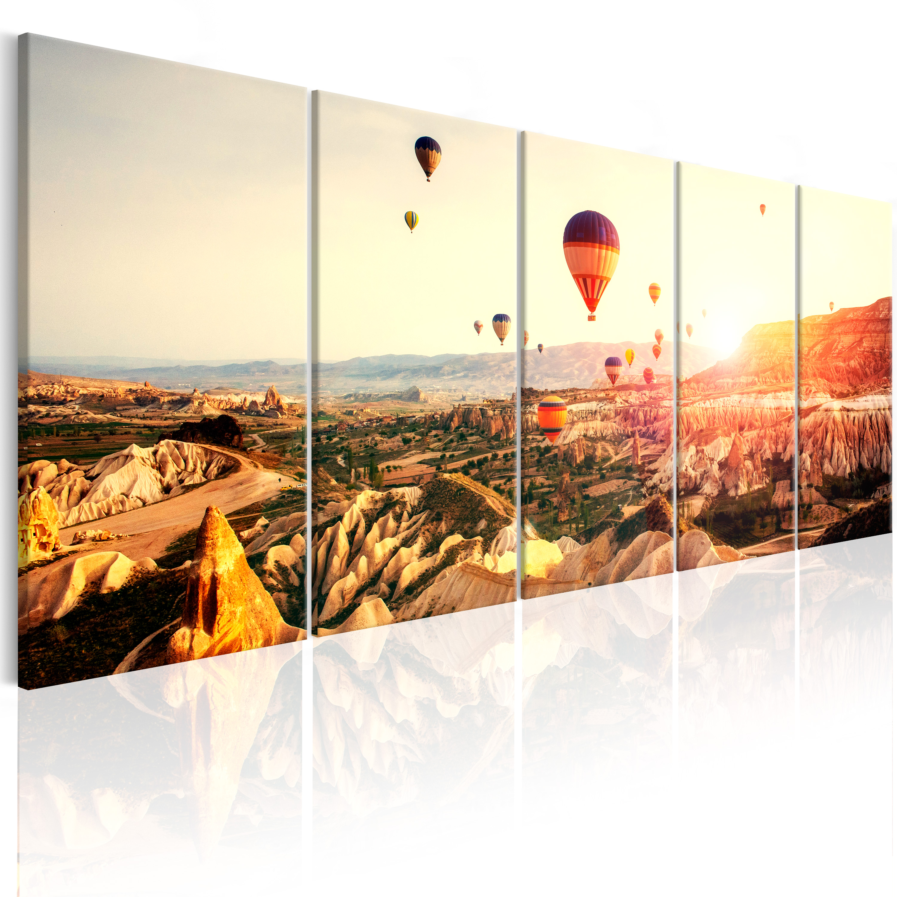 Multifarvet Artgeist Balloon Rides Billede Med Luftballoner Solnedgangen Trykt Lærred Flere Størrelse 200x80 - Artgeist Horseriding  - 5903301938261