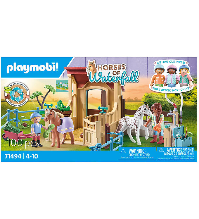 Multifarvet Playmobil Horses Waterfall Ridestald 71494 100 Dele - Playmobil Horseriding  - 4008789714947