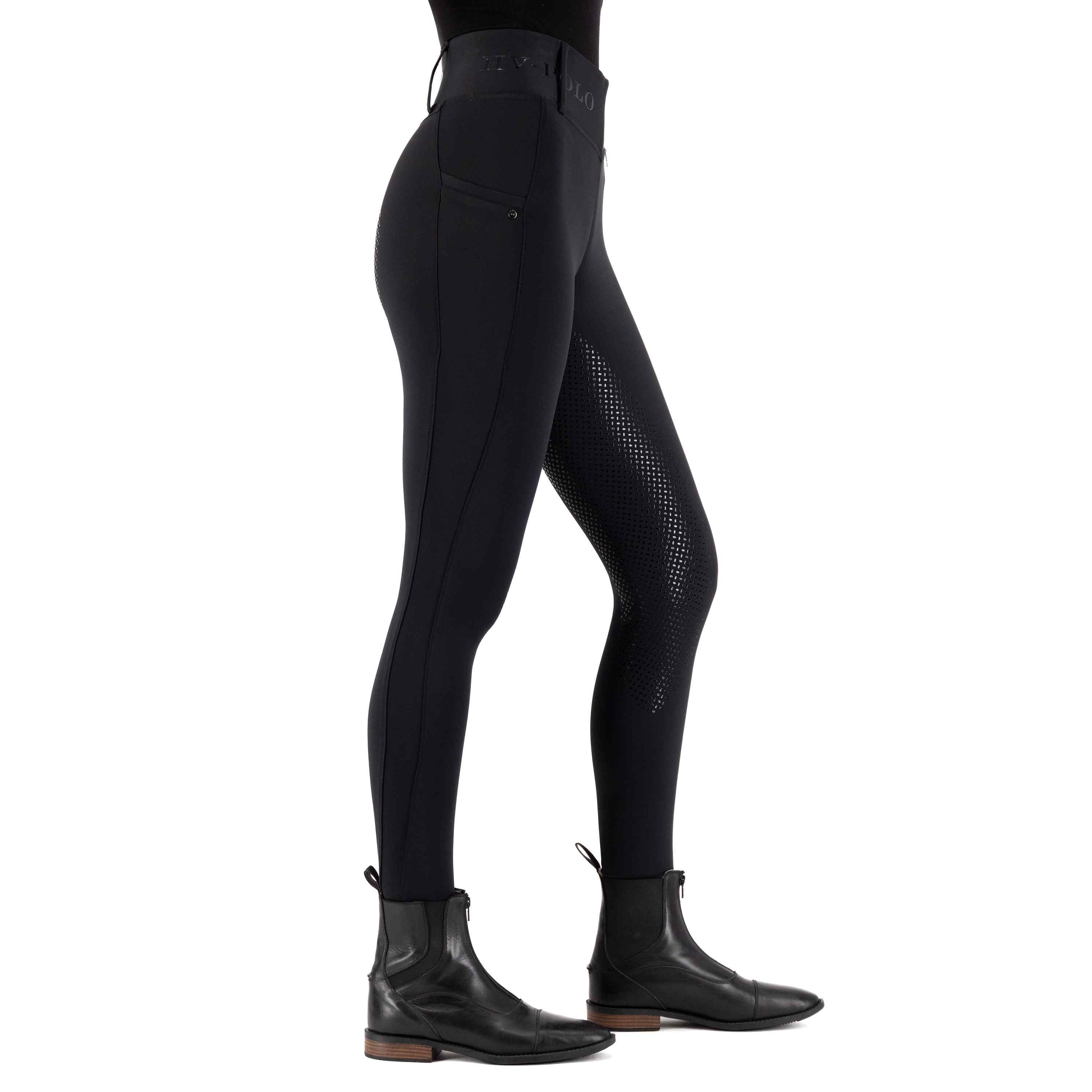 Sort Polo Ridebukser Højtaljet Favourite Summer Fullgrip Black Black - Hv-polo Horseriding  - 8720063534565