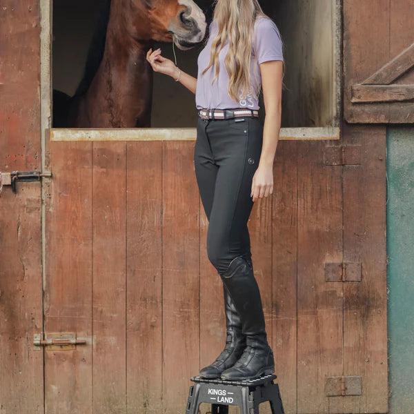 Sort Kingsland Dame Ridebukser Kadi Full Grip Black Black - Kingsland Horseriding  - 7037430