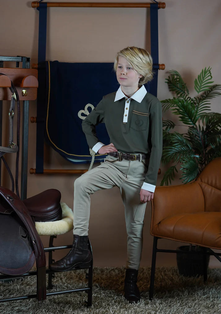Beige Joline Børn Ridebukser Boys Pants 104 110 - Joline Horseriding