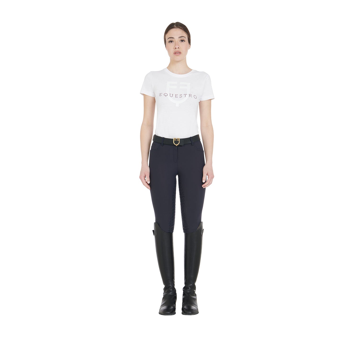 NAVY Equestro Dame Fullgrip Ridebukser Aria - Equestro Horseriding  - 8051360373480