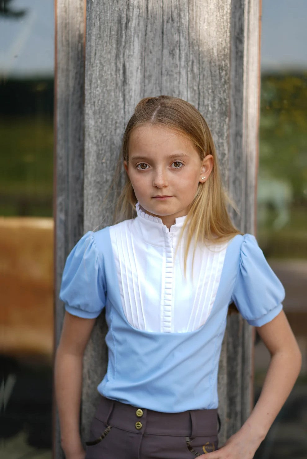 Blue Joline Børn Ride Shirt Josephine Korte ærmer 110 116 - Joline Horseriding  - 8720589574410