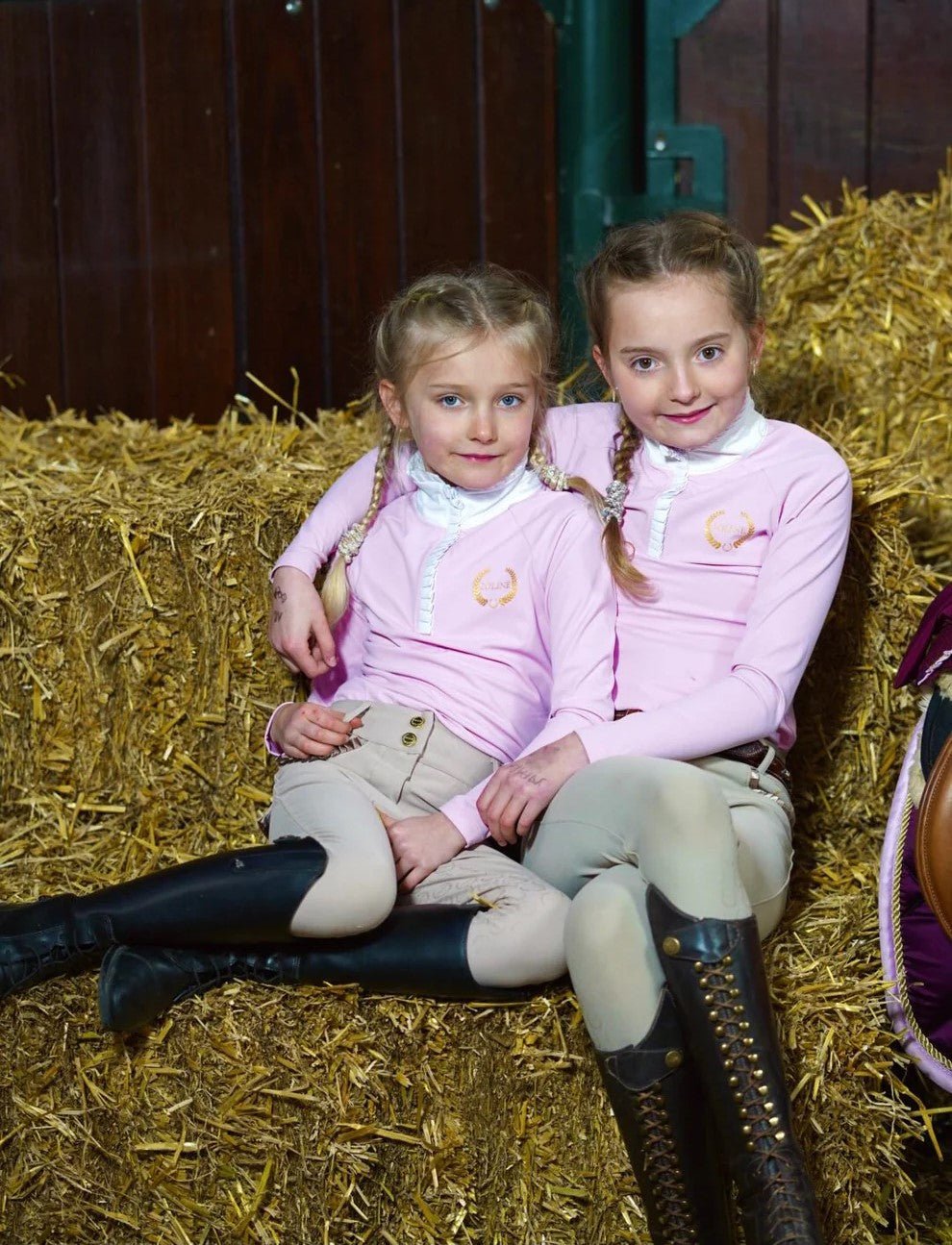 Pink Joline Børn Langærmet Ridebluse Flæser 110 116 - Joline Horseriding  - 8720254955087