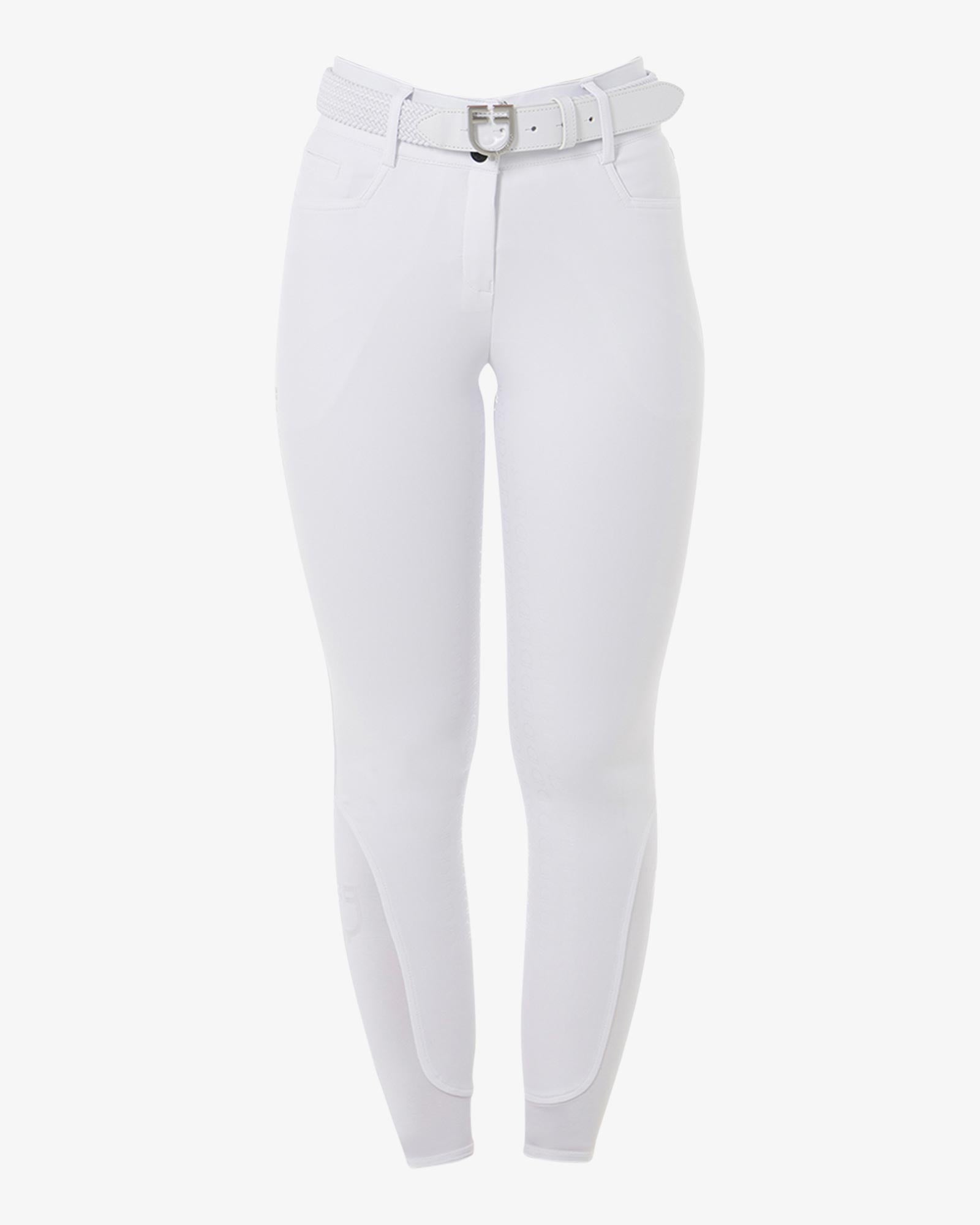 Hvid Equestro Dame Ridebukser Full Gripp Højtaljet - Equestro Horseriding  - 805360686153