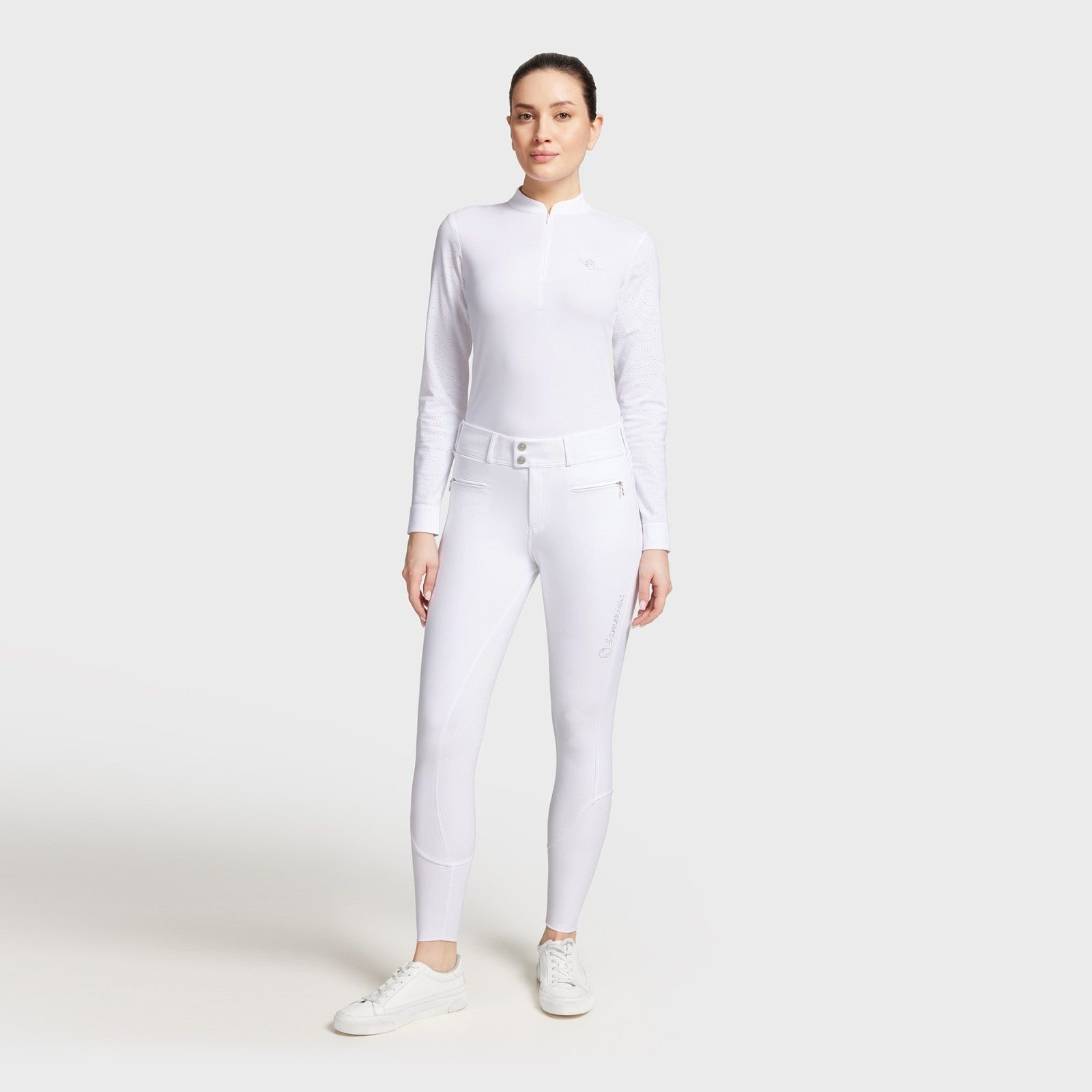 Hvid Samshield Ridebukser Clara Full Grip Ss24 White White - Samshield Horseriding  - 3666534337288