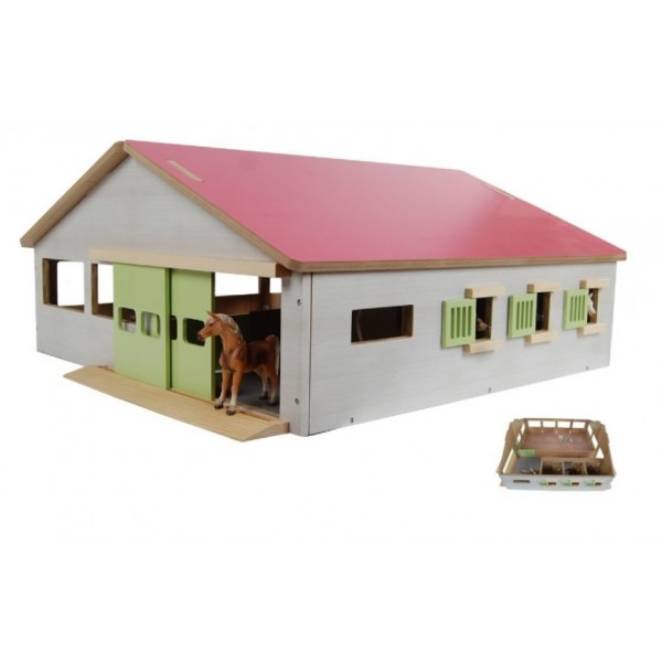 Pink Kids Globe Ridehus Med Heste Bokse - Horseriding  - 8713219450291